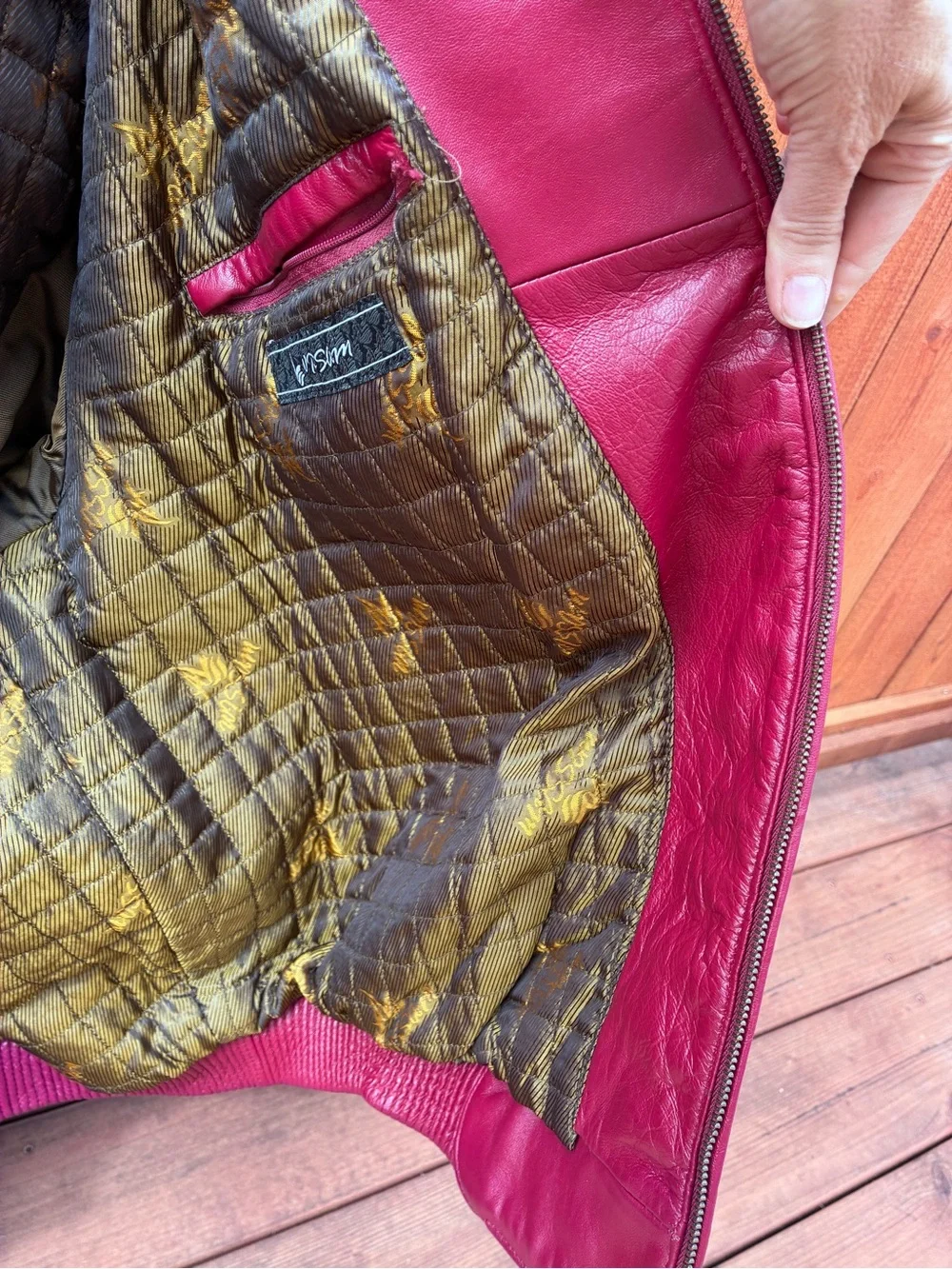 Wissam Red Leather King Tut 90s Vintage Bomber Jacker 54